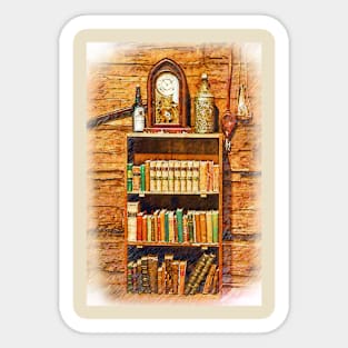 Log Cabin Bookcase Sketched Sticker